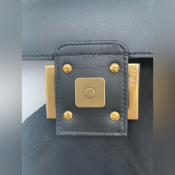 ❌❌SOLD! $3490 Fendi Baguette Medium Midi FF Leather Black Chain Shoulder Bag - Picture 13 of 16